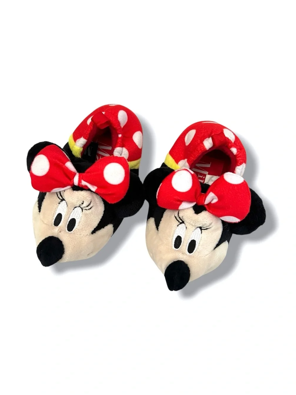 Disney Minnie Mouse Plush Slippers Baby Toddler Girls Size 5/6 Red Polka Dot